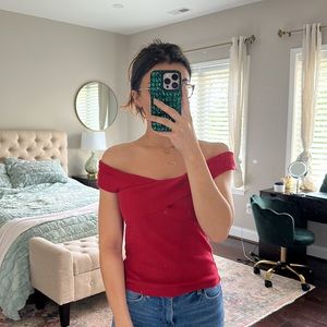 Red hollister off the shoulder wrap top